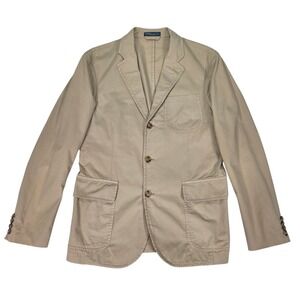 Vintage Polo Ralph Lauren Blazer Mens 40R Beige Cotton Pima Blend 3-Button Sport